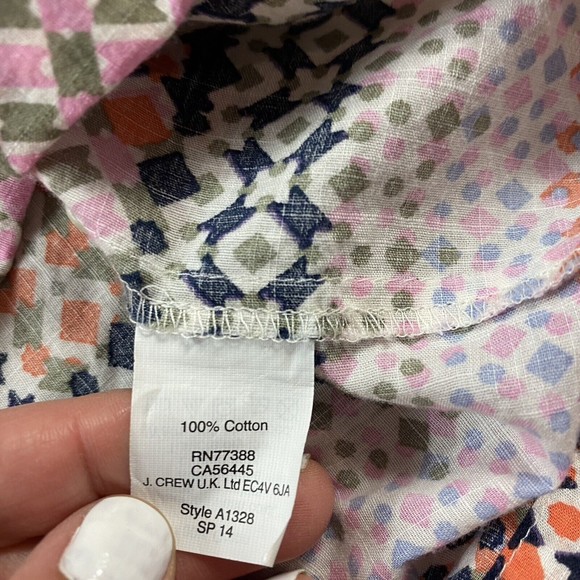 J. Crew Womens Top 4 Pink Orange Cotton Boho Geometric Hippie Lightweight - Picture 6 of 8